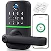 Keypad Smart Door Lock with Handle: Kucacci Keyless Entry Fingerprint Lock - Digital Code Handle with Keypad - Electronic Smart Knob for Front Door - Deadbolt Alternative with App - Easy Installation