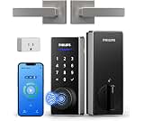 Philips WiFi Smart Lock with Handle, Fingerprint Keyless Entry Door Lock with WiFi Bridge, Smart Locks for Front Door with Handle Set, APP Remote Control, Work with Alexa&Google Assistant, Auto-Lock