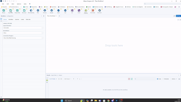 Selecting the Input Data tool