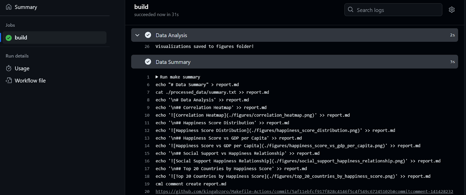 workflow successfully finished