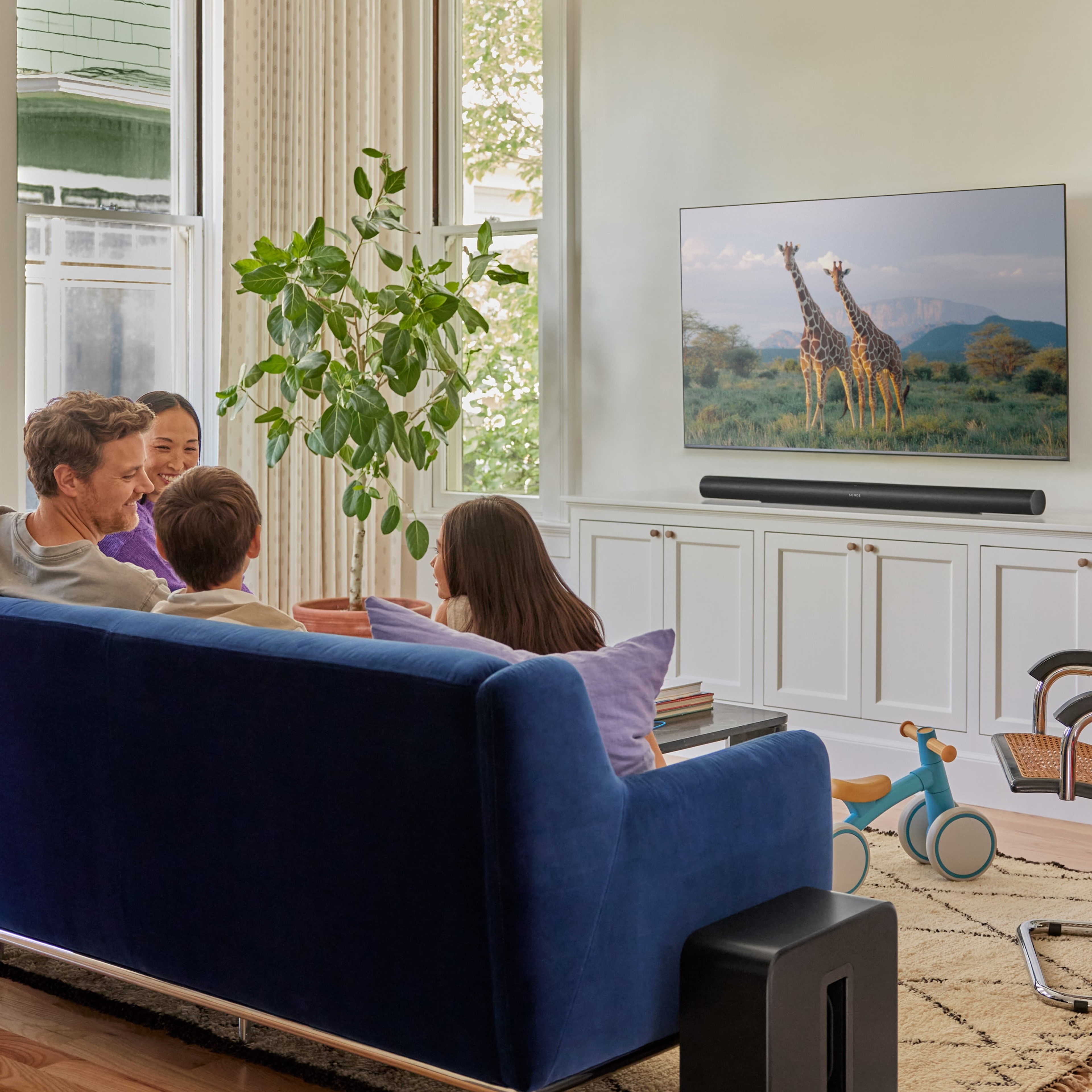 Home cinema setup with black Arc Ultra and Sub 4