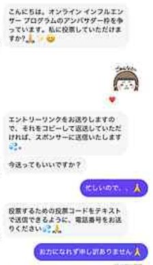 オンラインインフルエンサーアンバサダー投票dm