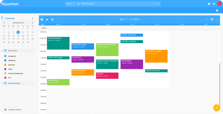 calendar open paas