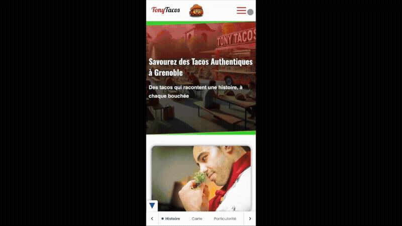Horizontal navigation bar on mobile at the bottom of the screen.