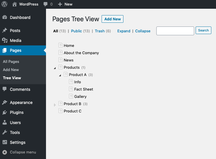 The page tree in action