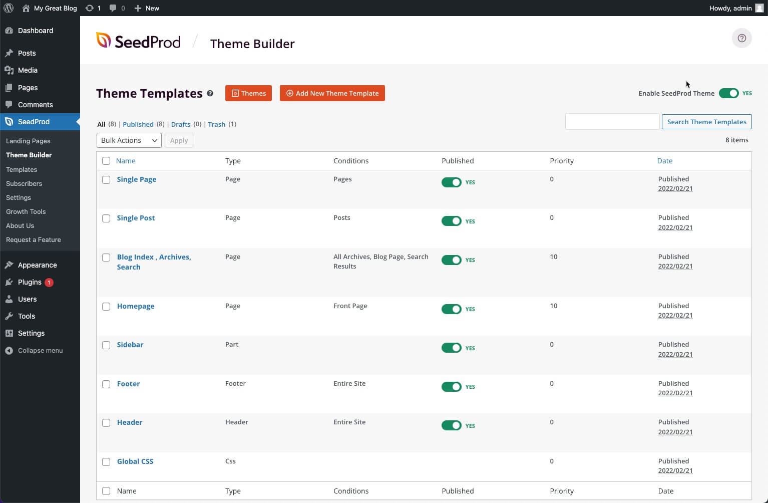 Ejemplo de tema para WordPress