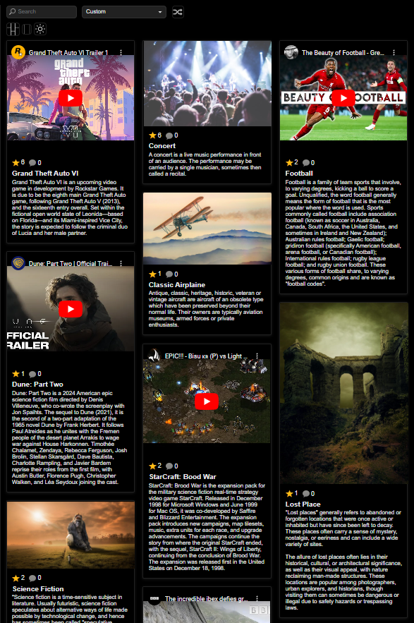 Gallery view - dark style