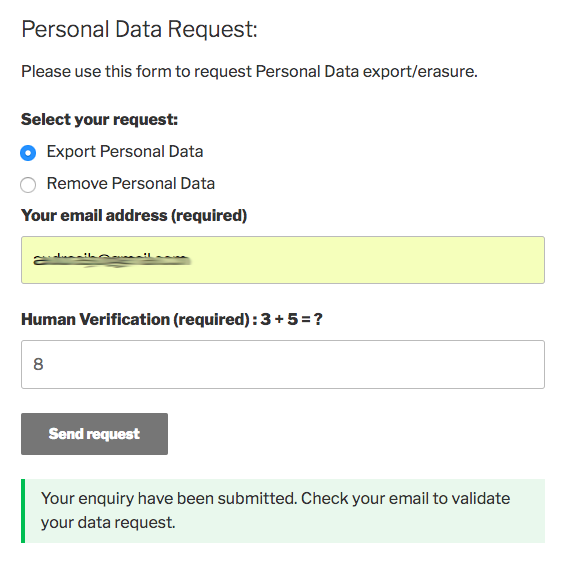 Front-end form request succeed.