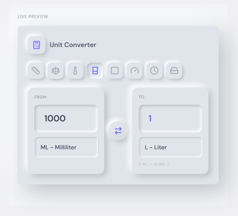 Neumorphism template - Soft UI design