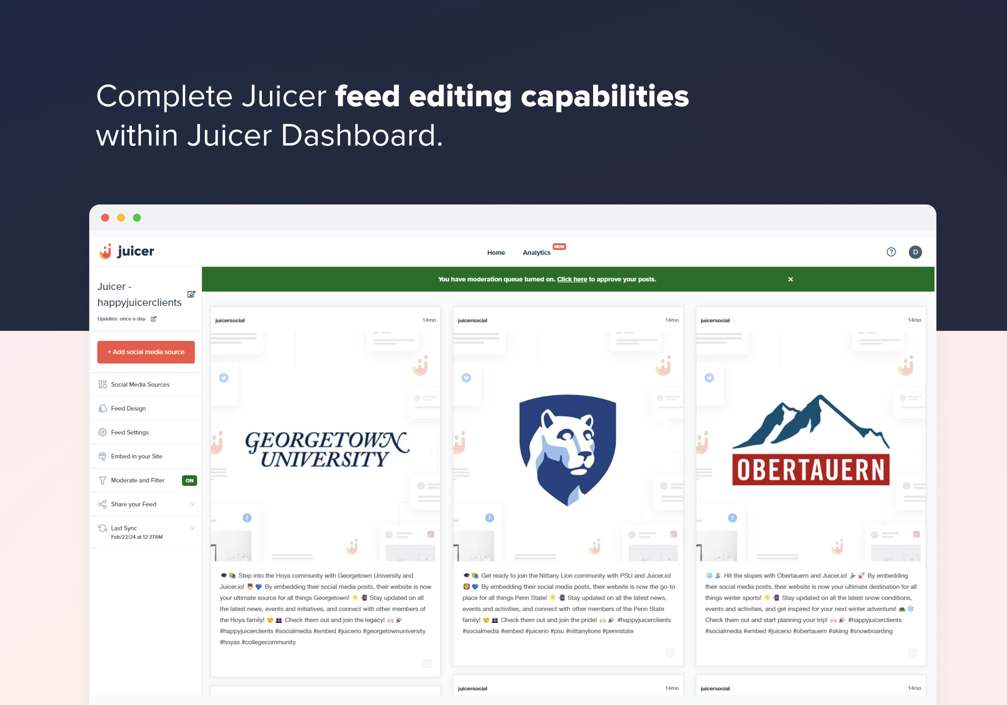 Complete Juicer feed editing capabilities within Juicer Dashboard
