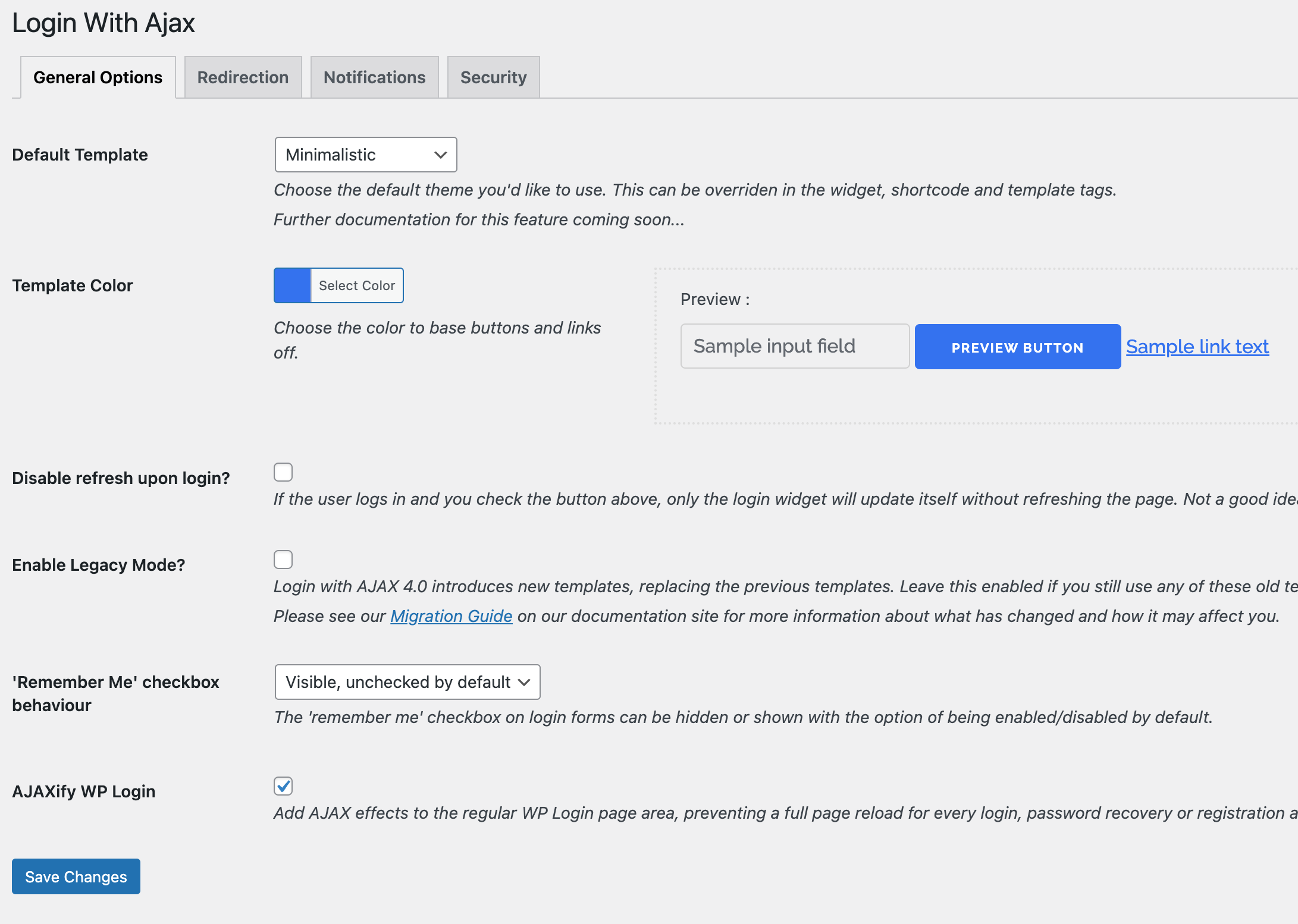 Multitude of settings to customize the login experience, including redirects and email notifications