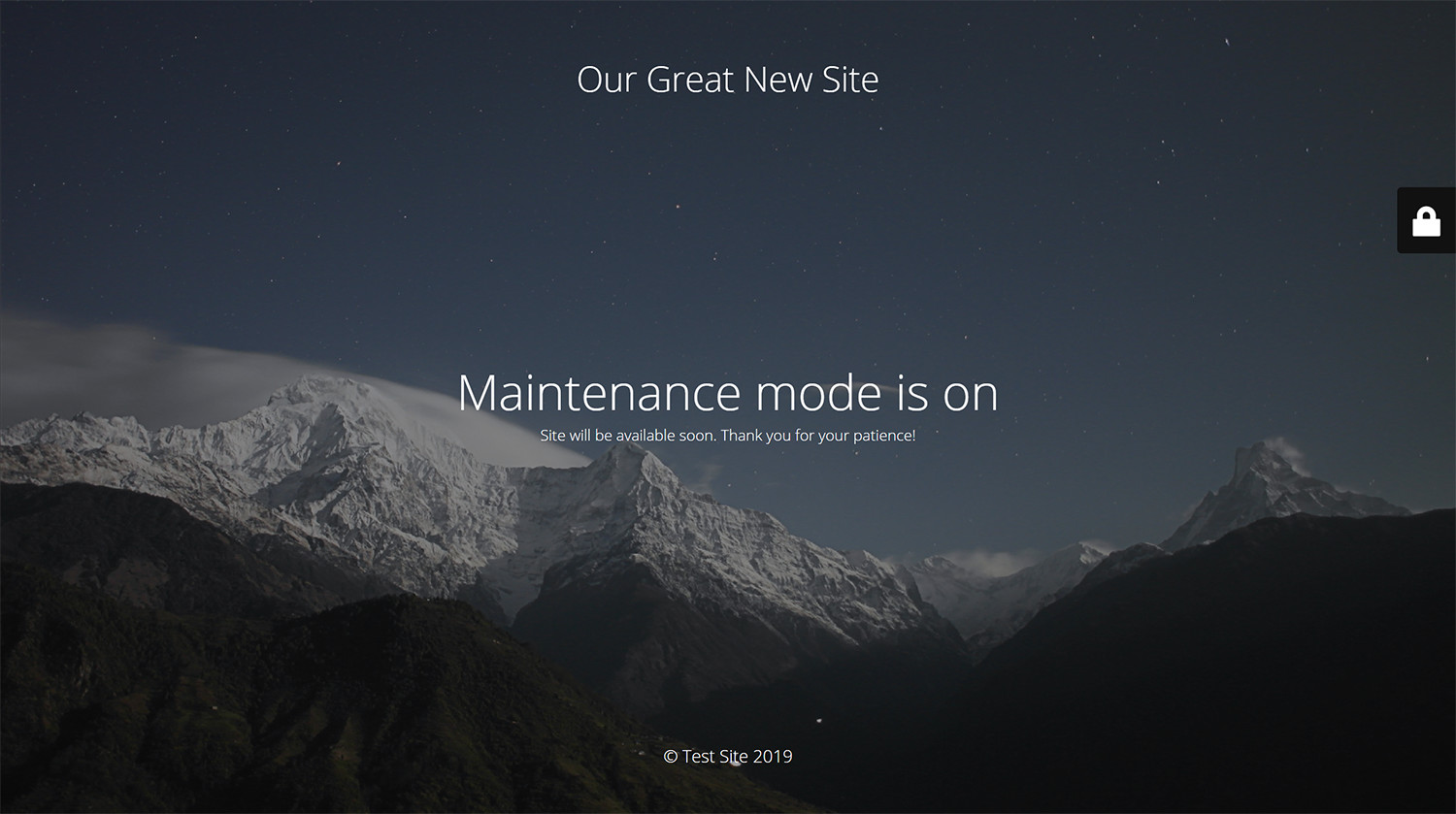 Maintenance page with default design and layout