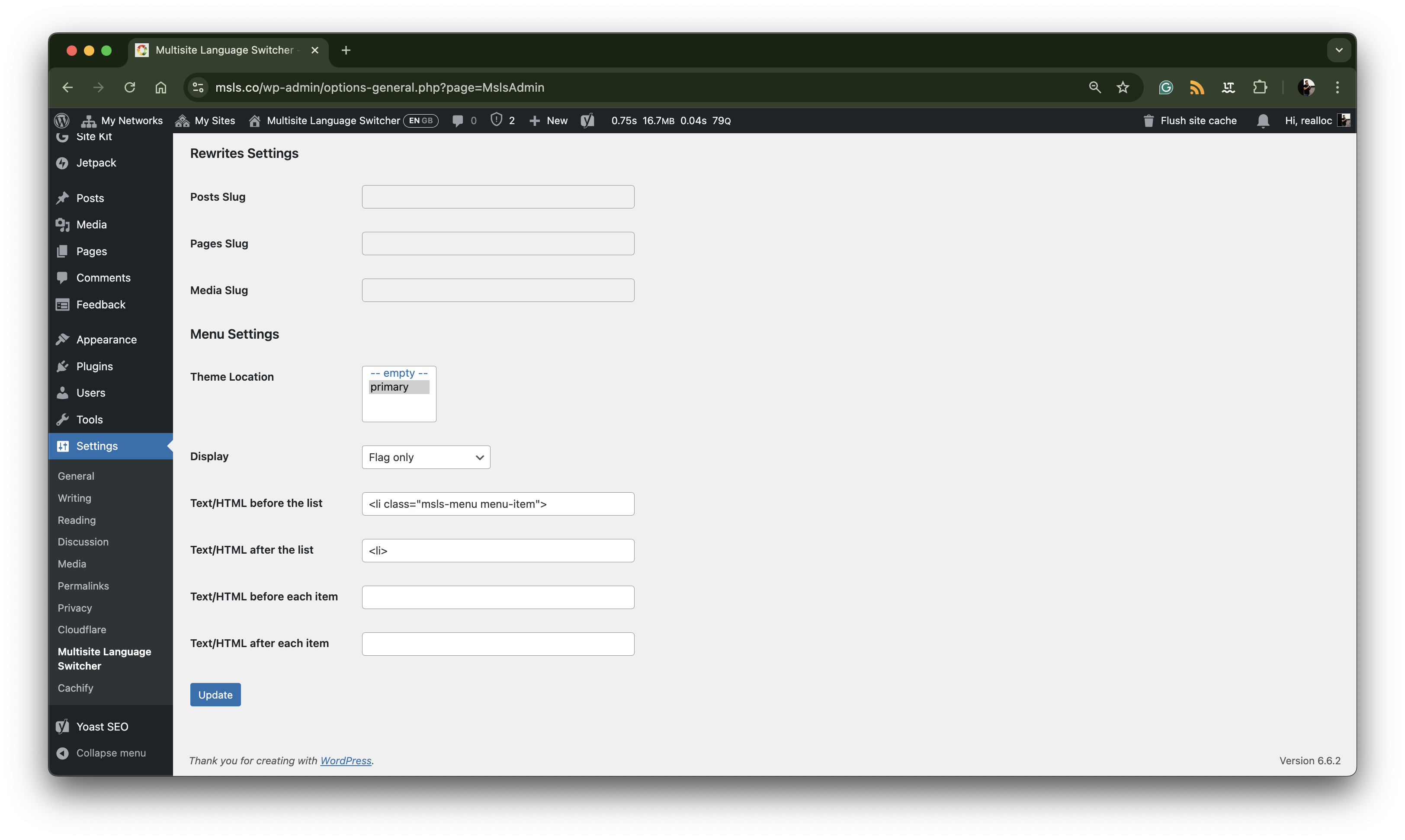 Plugin configuration