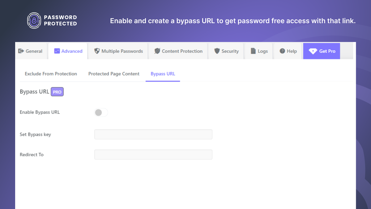 Enable and create a bypass URL to get password free access with that link.
