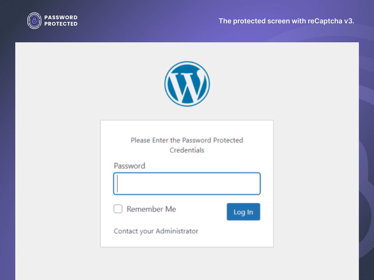 The protected screen with reCaptcha v3.