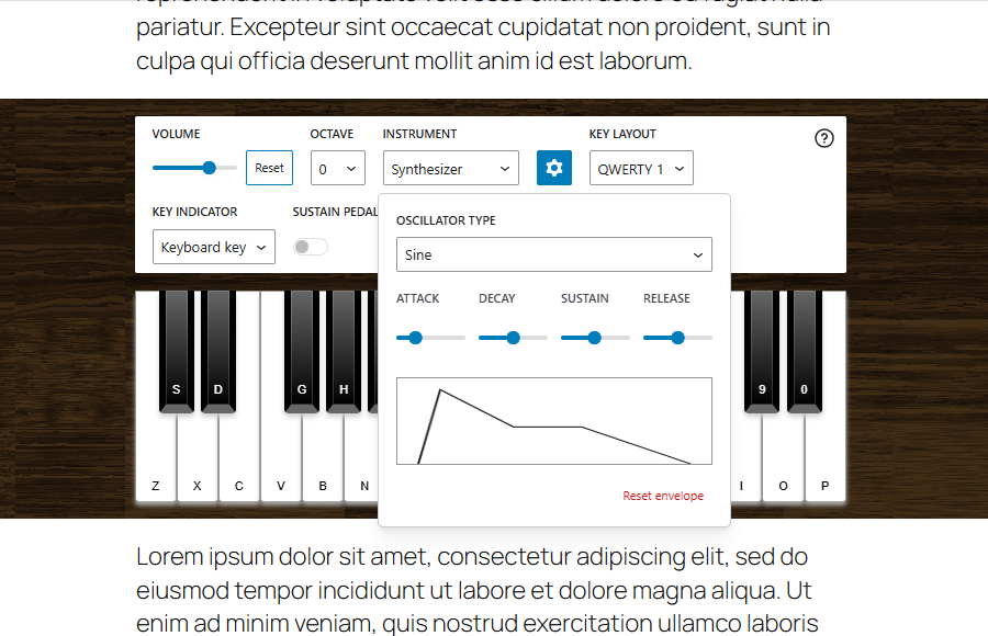 Piano Block Synthesizer Setting