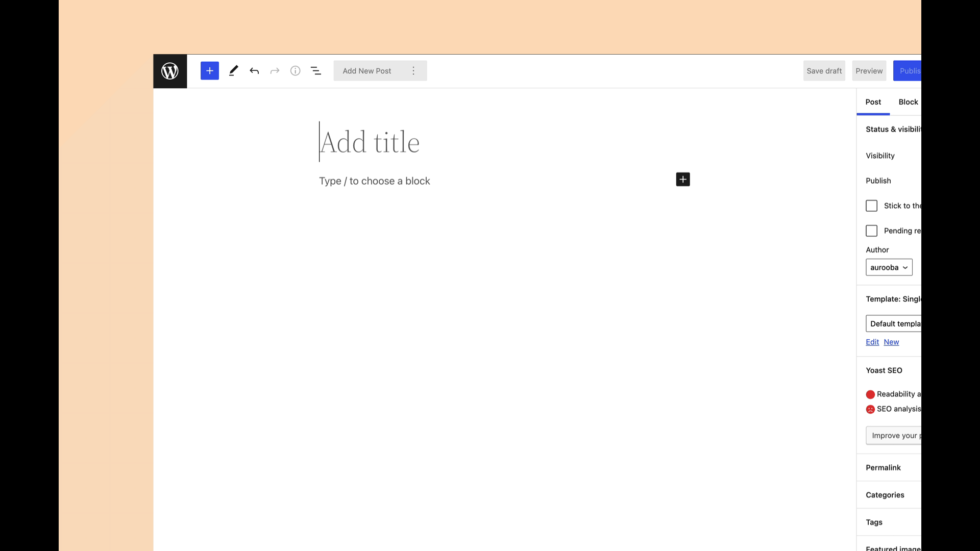 In posts that are not new, the Add New button is clickable and lets you create new and duplicate posts right from the Block Editor.