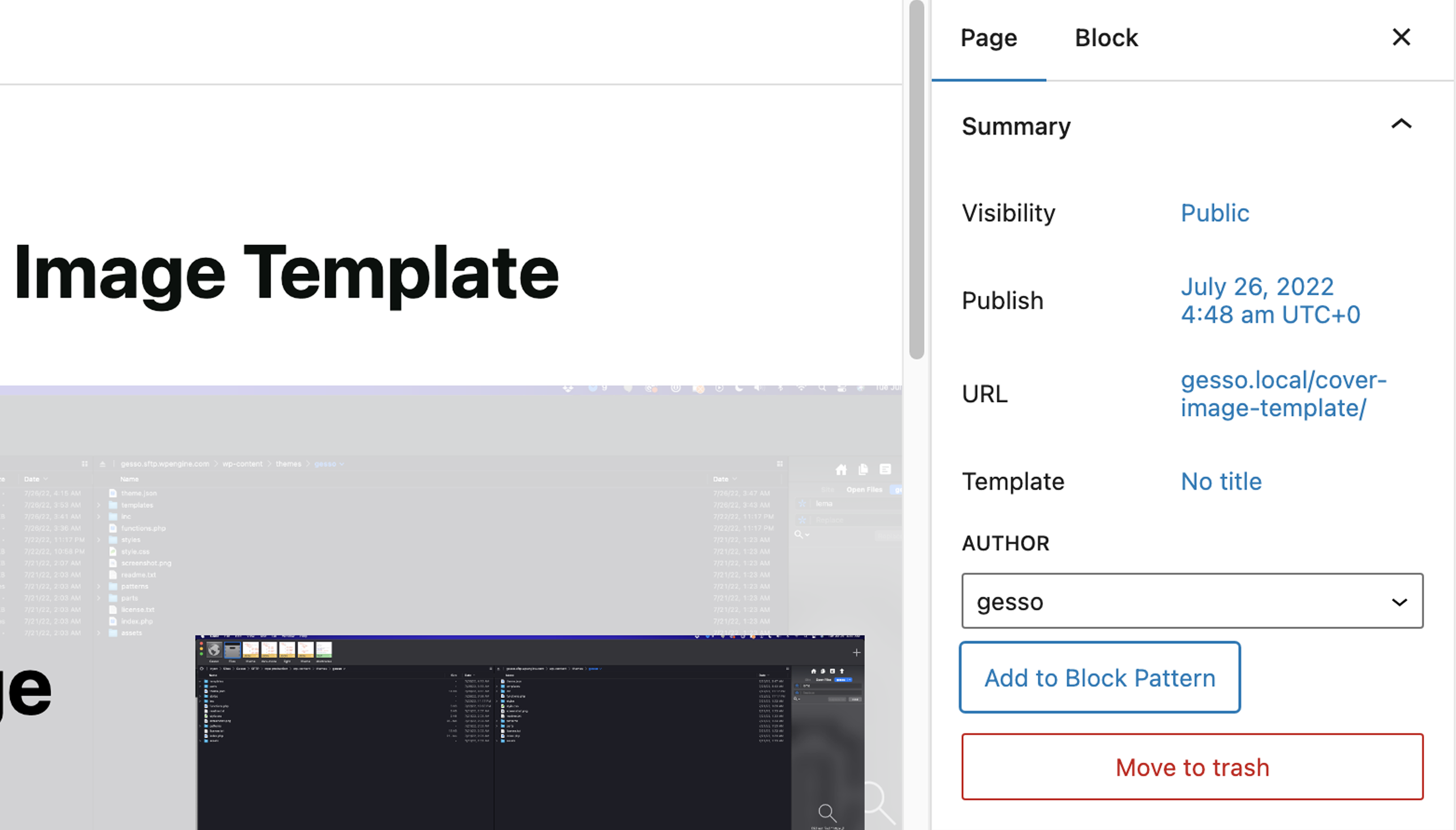 Save full page Block Pattern