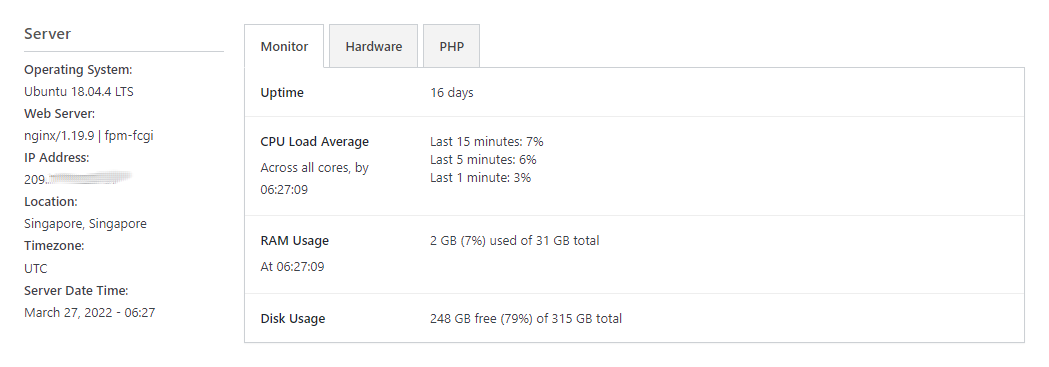 Server overview and Monitor module