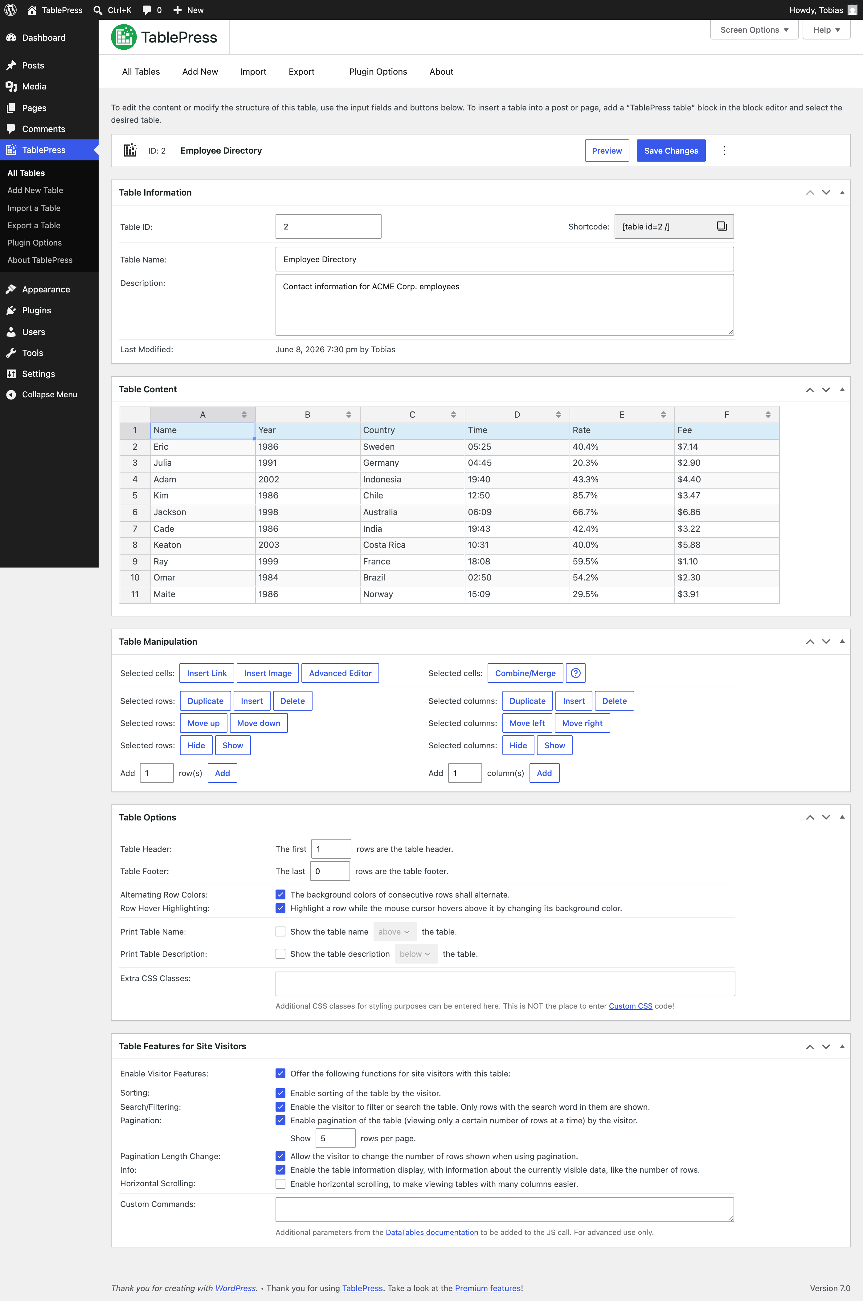 "Edit" screen