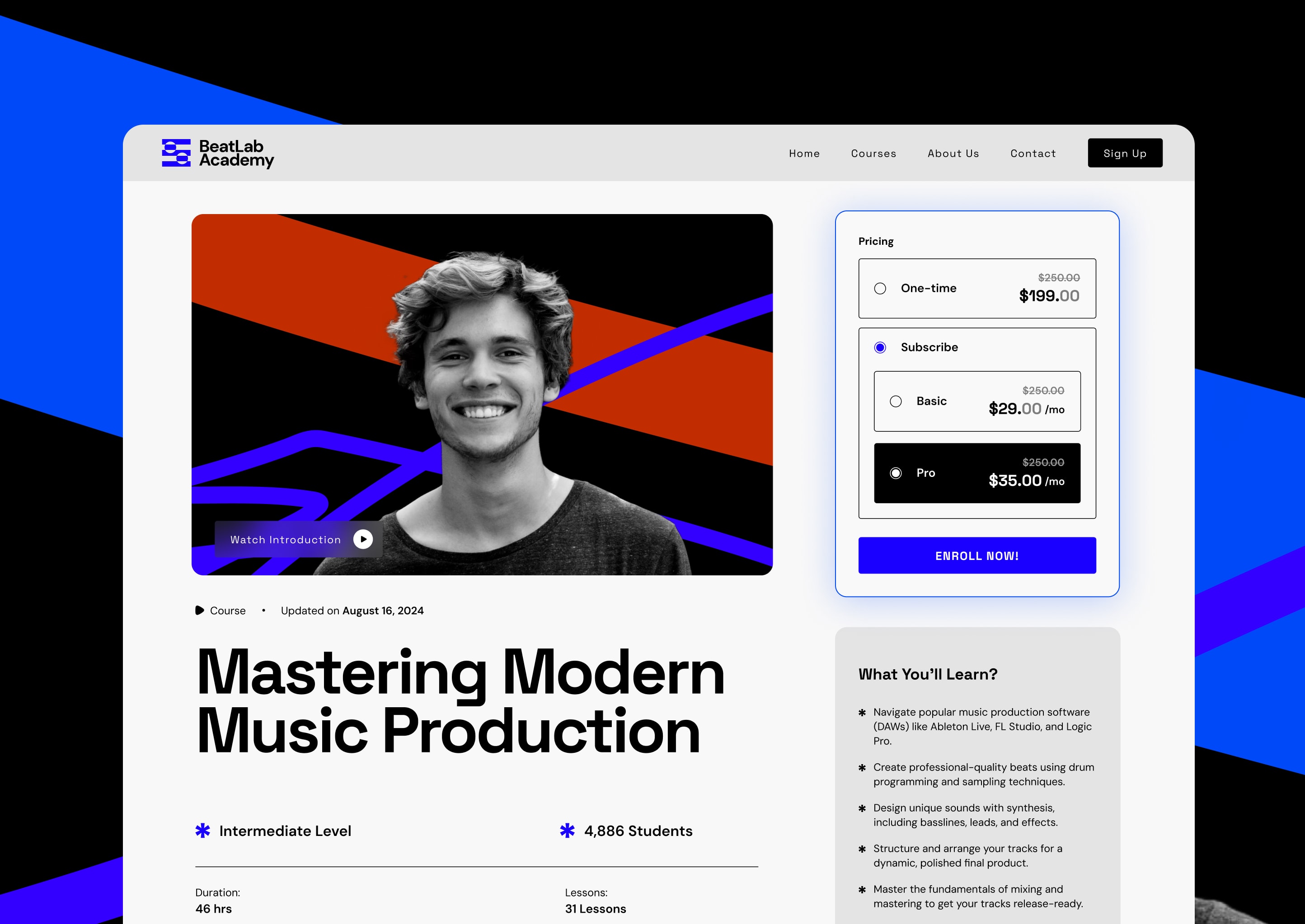Single course page: Get a detailed course details page to instantly grab students' attention