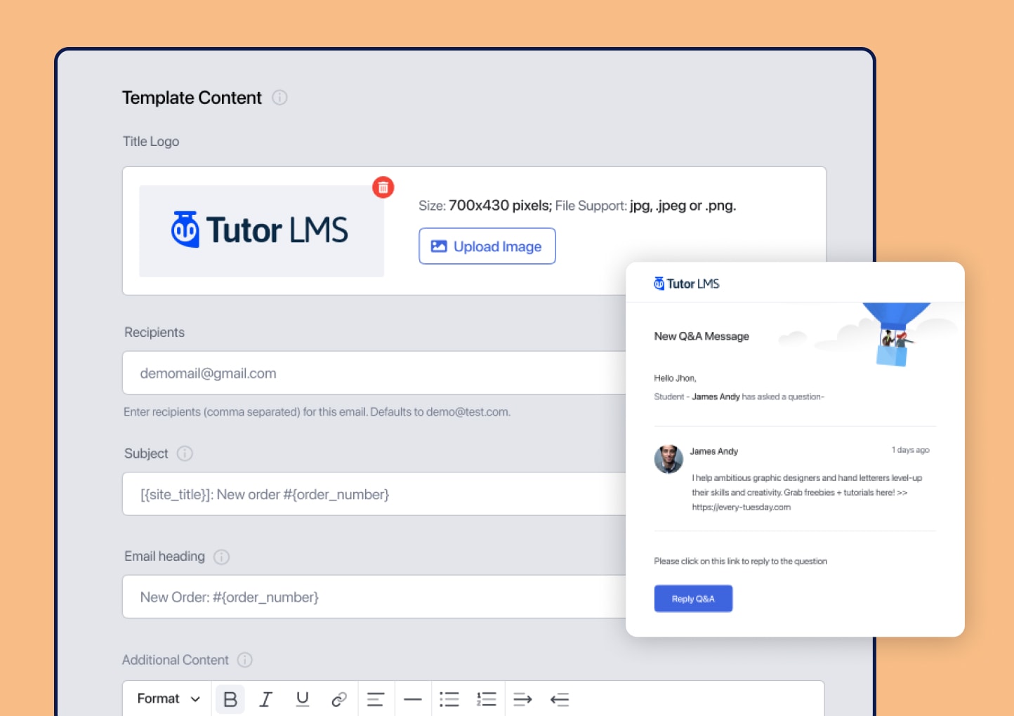 Email Templates: Edit email template content right from the settings to make life easy