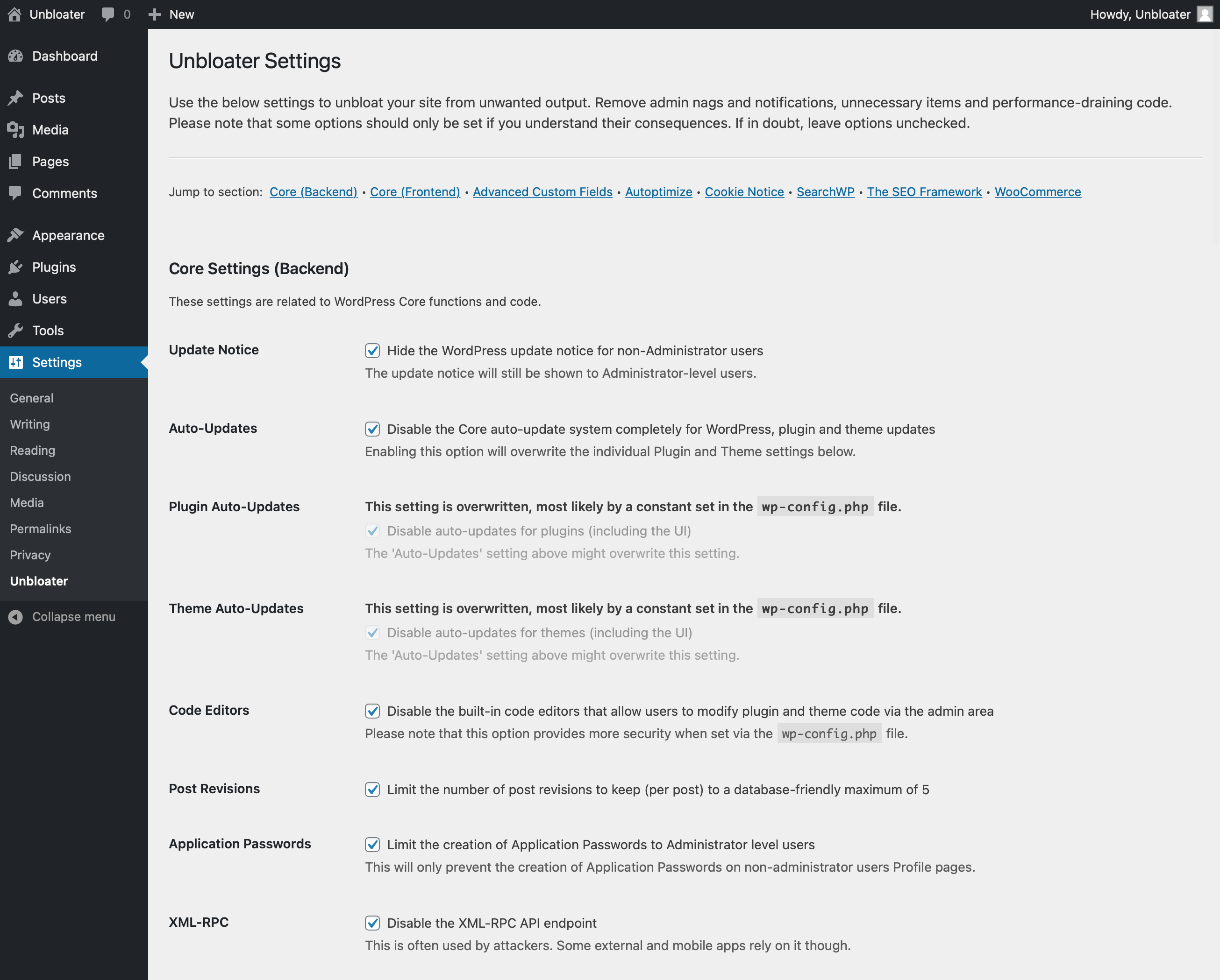 Plugin settings (see description for all available options)