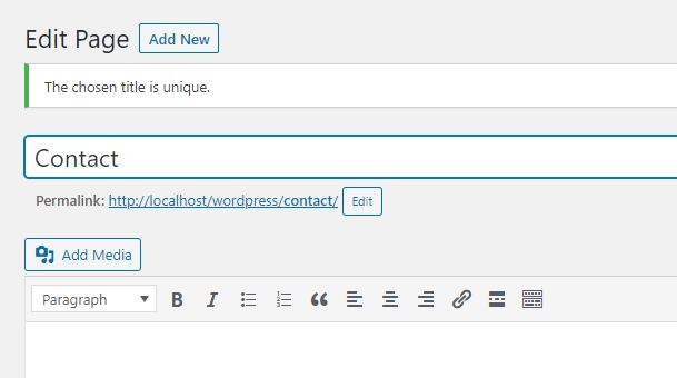 A post with a unique title using the "Classic Editor"