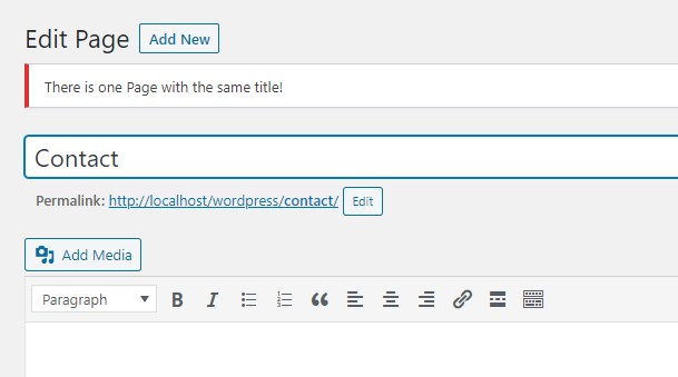 A new post with a duplicate title using the "Classic Editor"