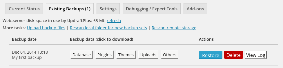 Choose which components to restore