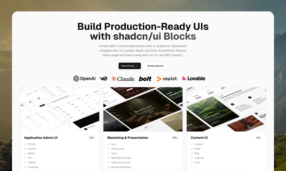 360+Shadcn/ui Blocks