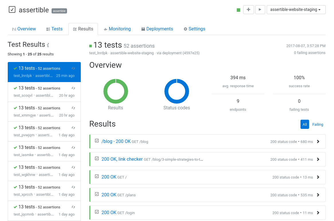 Test all of your web app's environment Automated QA on staging and production