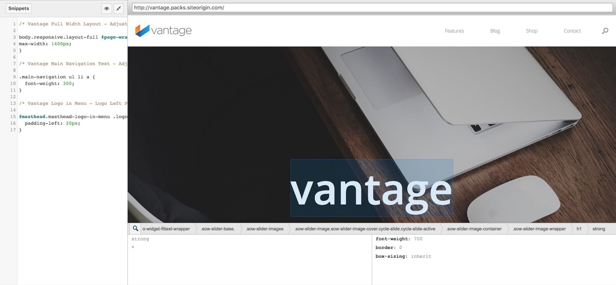 SiteOrigin CSS visual editor