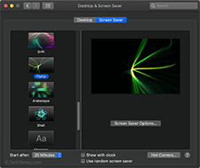 Screen saver options in macOS 10.15