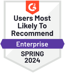 G2 Spring 2024 - Enterprise - Users most likely to recommend