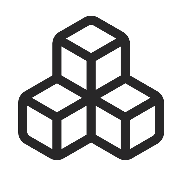 Three cubes stacked like a triangle