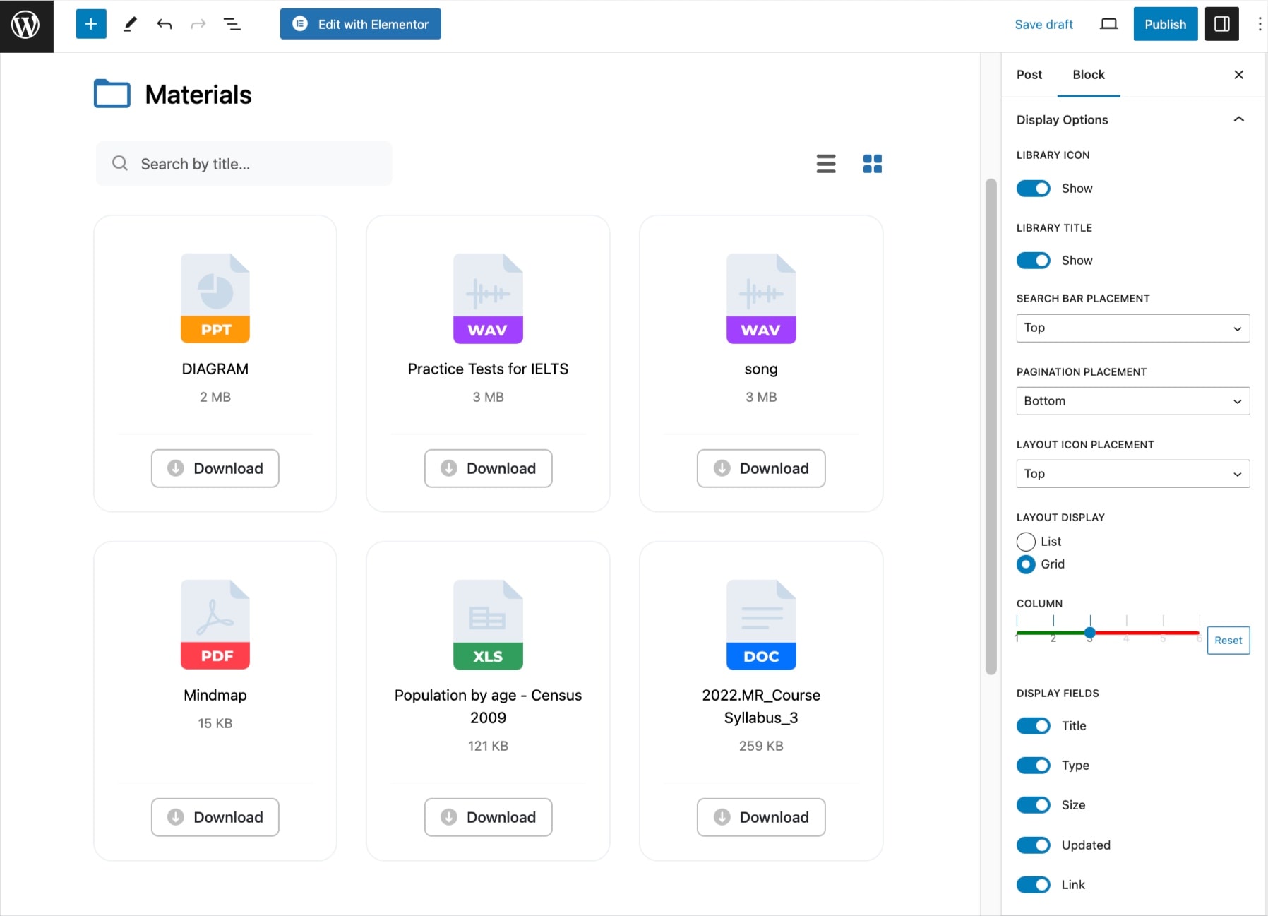 CatFolders Document Gallery is displaying filelist