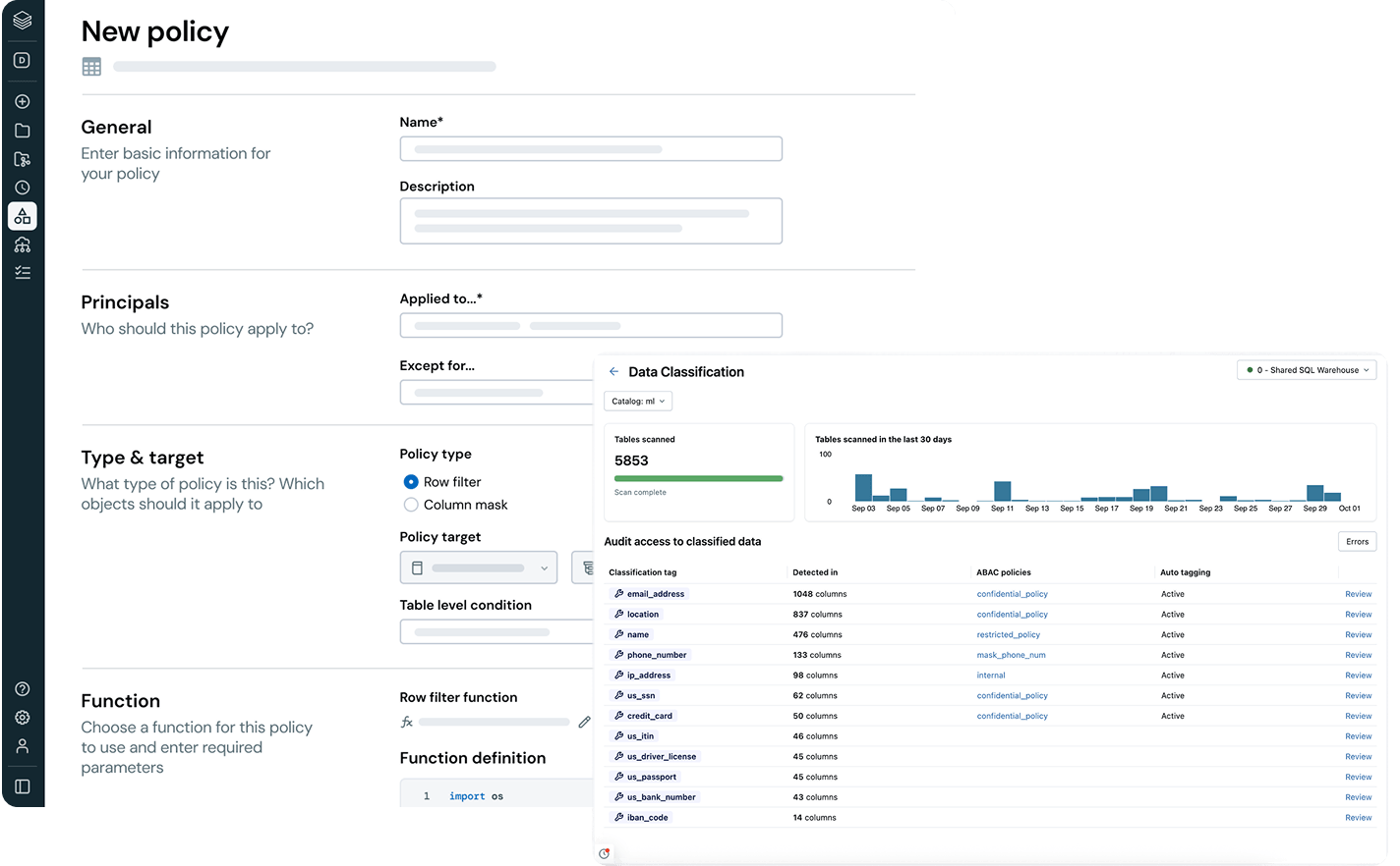 Data policy creation with classification audit.