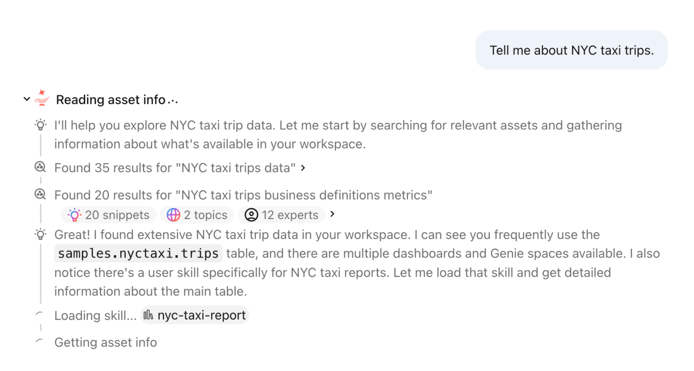 AI exploring NYC taxi trip data and loading skill.