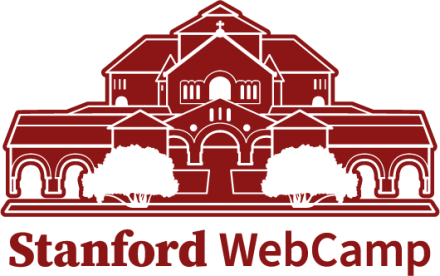 Stanford WebCamp logo. A line drawing of the Stanford main quad as viewed from the Stanford Oval.