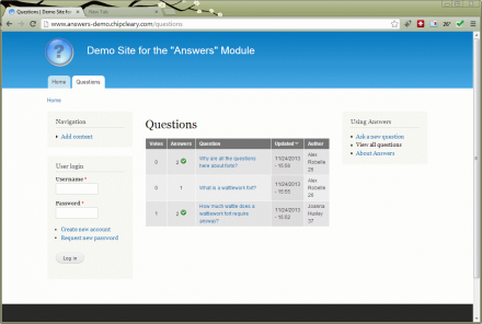 View a list of questions