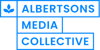 각 단어 주위에 상자가 있는 파란색 Albertsons Cos. 로고