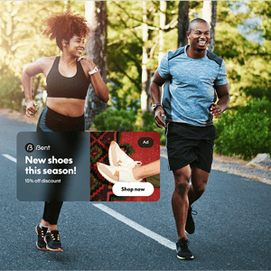 An image shows two people running; showing that PayPal has the capability to show someone interested in running a shoes ad.