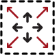 campus data center A minimalist design featuring arrows pointing in all directions, with black and red contrasting elements on a plain background.
